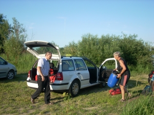 Gepaecktransport zu den Booten Weichsel 2013